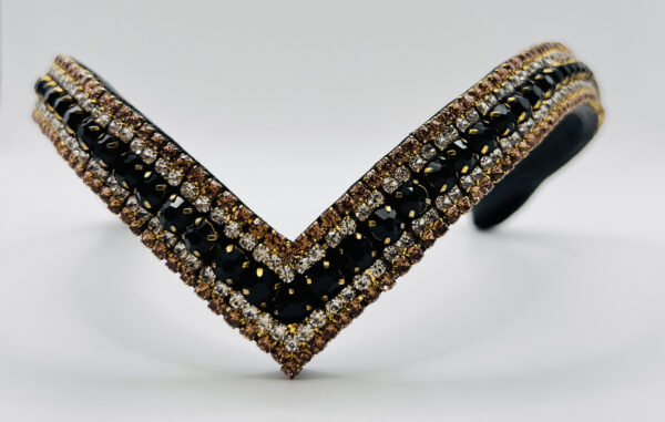 horse browband black and gold crystals flovance