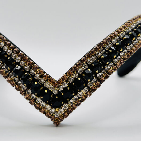 horse browband black and gold crystals flovance